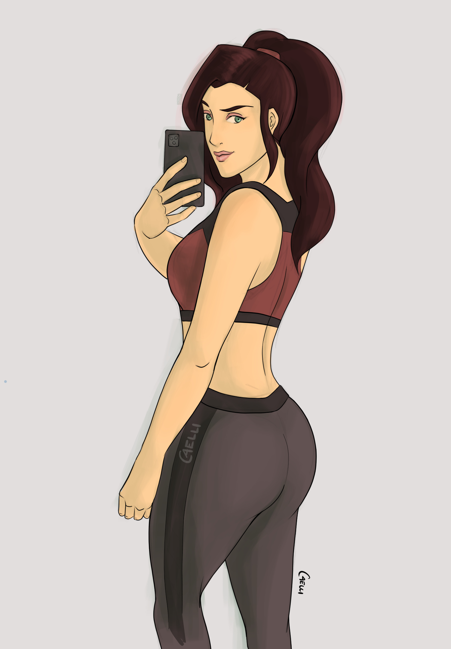 Asami's gym selfie featuring her butt.